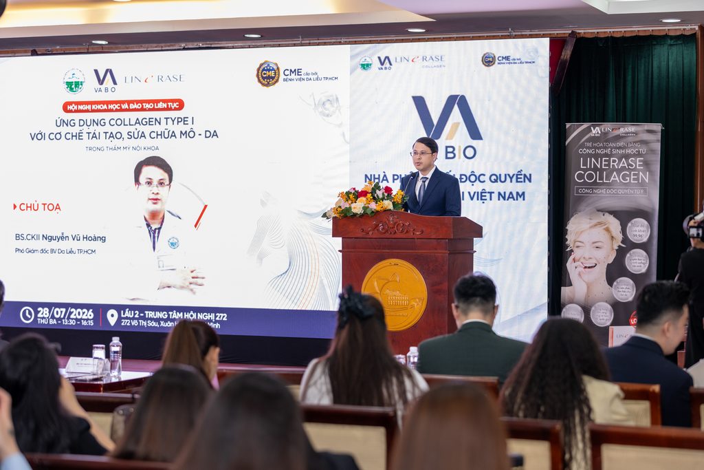BS.CKII Nguyễn Vũ Hoàng phát biểu khai mạc hội thảo Linerase Collagen